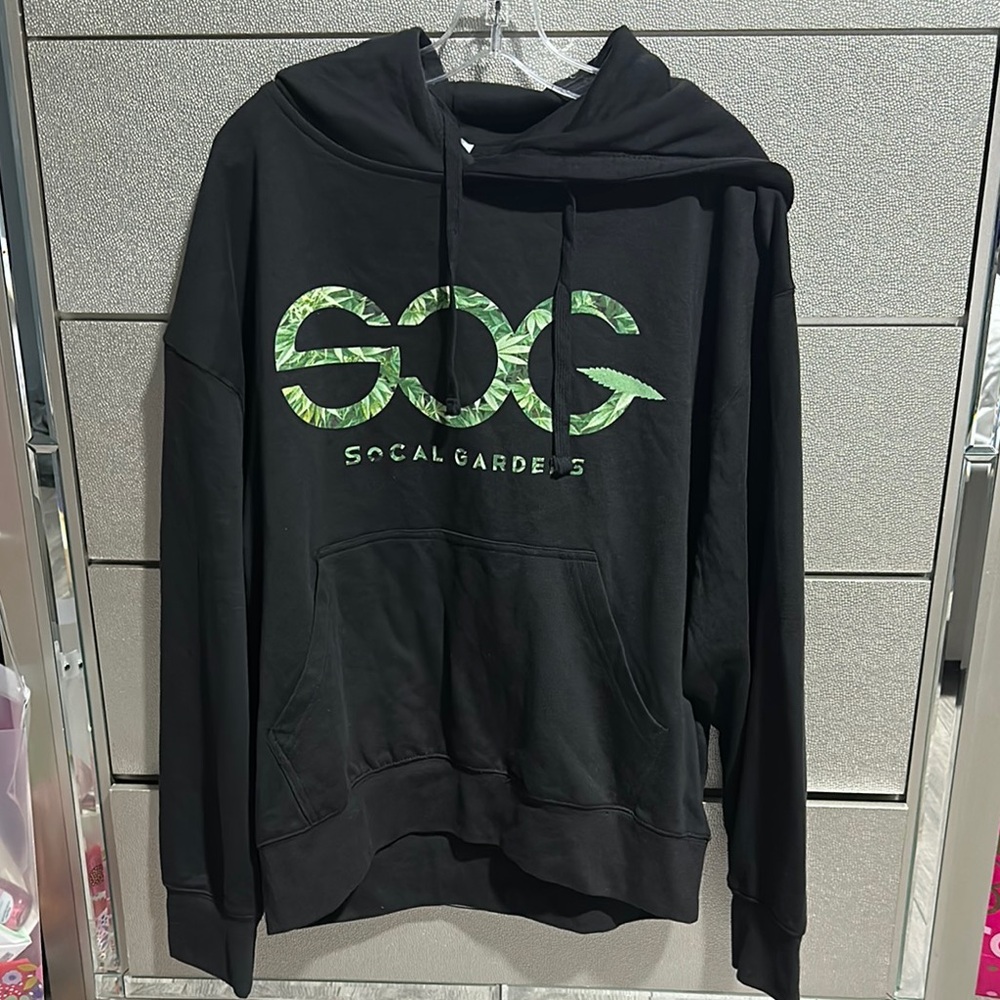 Gently Used Black Pullover Hoodie with Green Design
